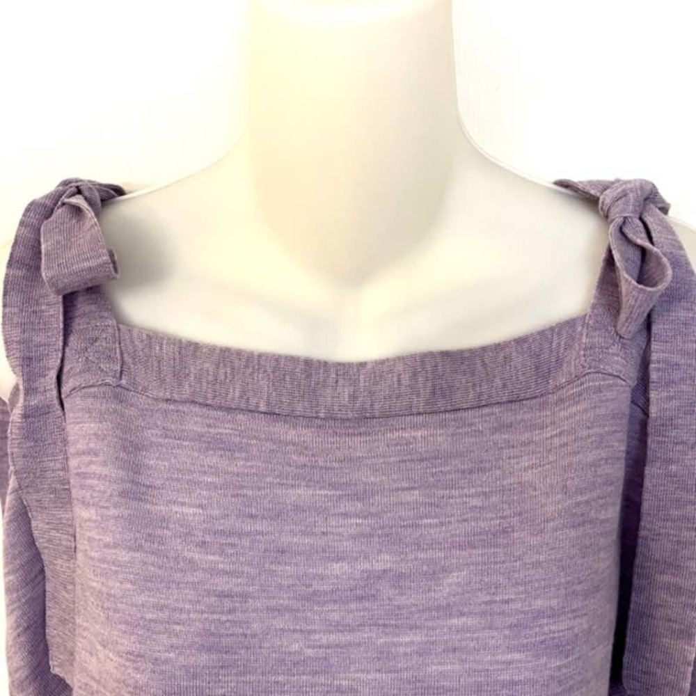 J. CREW LAVENDER MERINO WOOL COLD SHOULDER SWEATER WITH BOWS SIZE SMALL - Picture 9 of 11